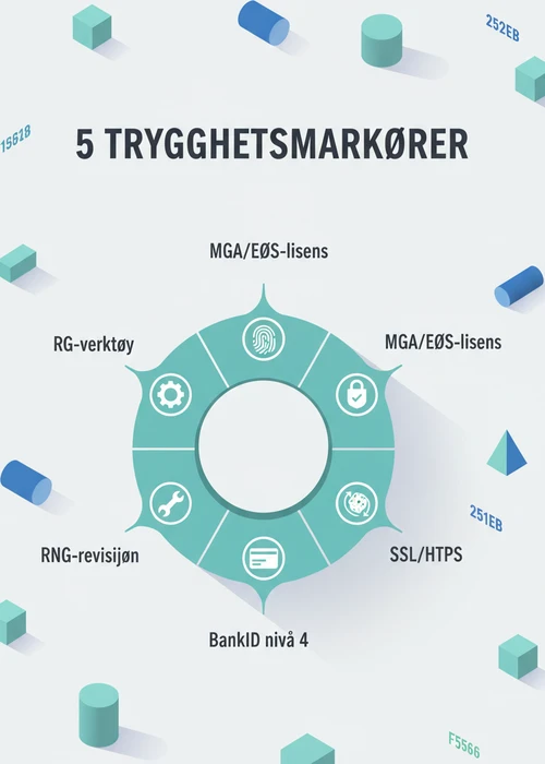 Mobiltelefon som viser et trygt mobilcasino-grensesnitt med sikkerhetsikoner og bankID-logo